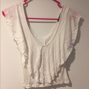 White ruffle crop top
